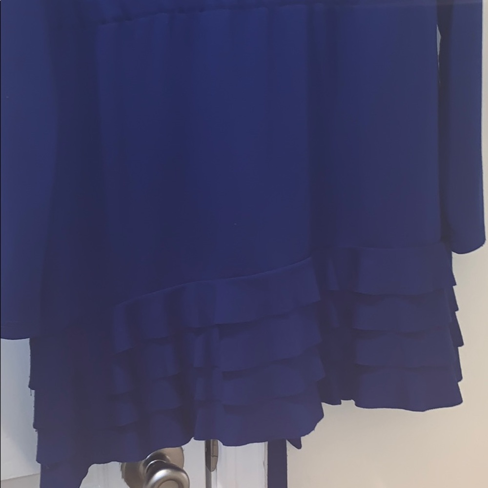 Royal blue dressy jacket with ruffles - Picture 7 of 8